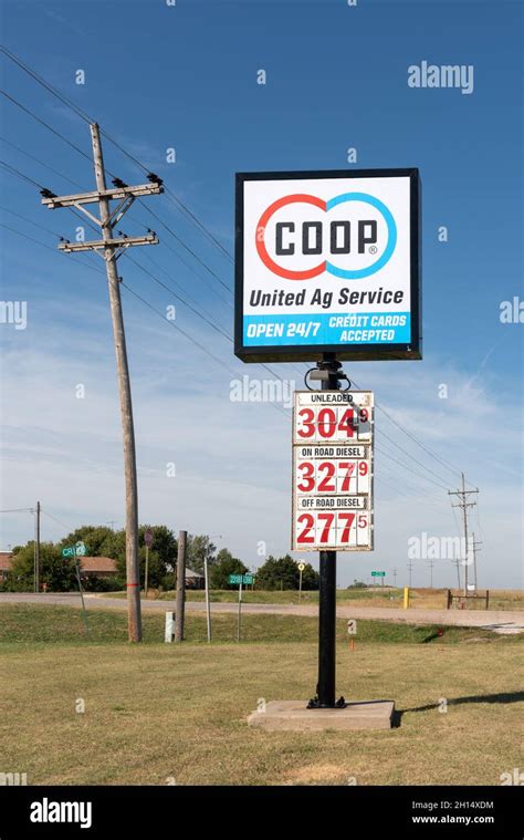 A Sign Displaying Gas Prices For A Co Op Gas Station In Rural Missouri