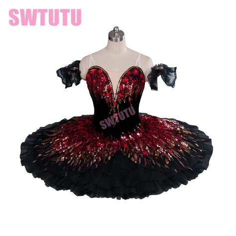 Adulto De Alta Qualidade Preto Profissional Ballet Tutu Cisne Lago