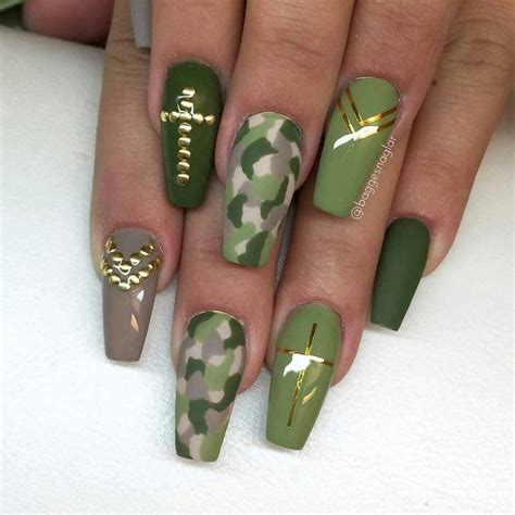 Pin On Stiletto Nails Camo Nails Camouflage Nails Green Nails