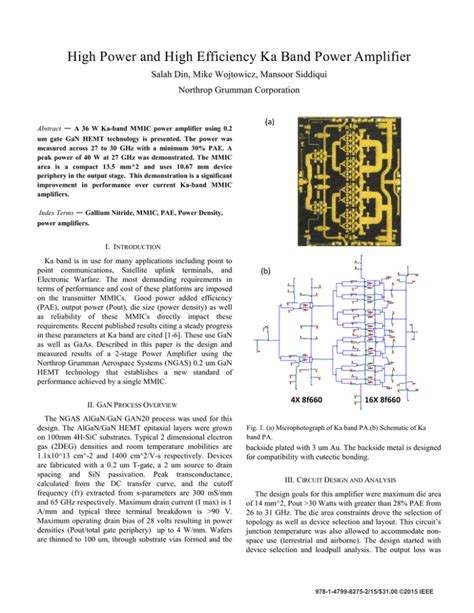high power ka band gan power amplifier mmic design