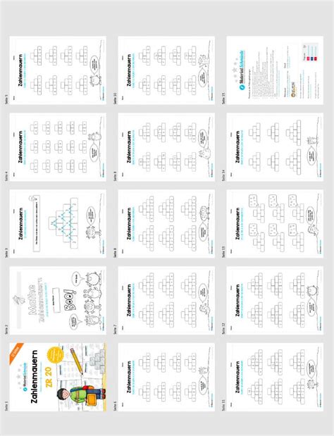 Zahlenmauern im Zahlenraum 20 12 Arbeitsblätter