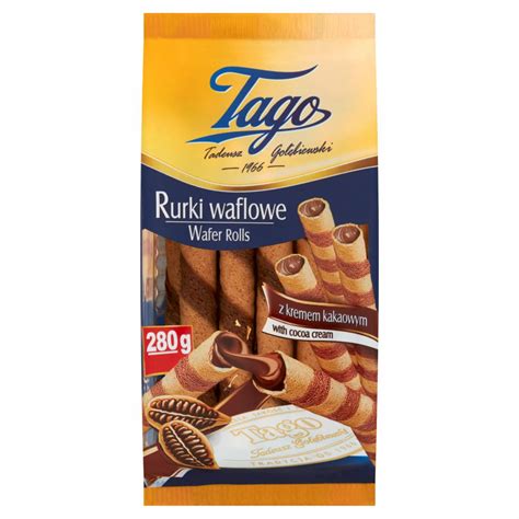 Tago Rurki waflowe z kremem kakaowym 280 g kalorie kJ i wartości