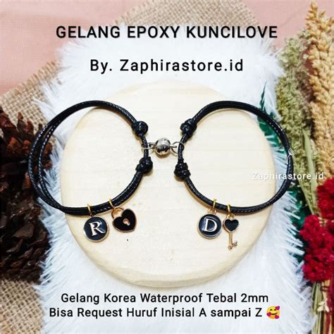 Jual ZaphiraStore COD Gelang Couple Epoxy Gembok Kunci Love