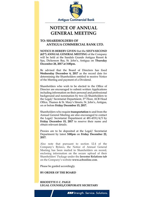 Agm Notices Acb Caribbean