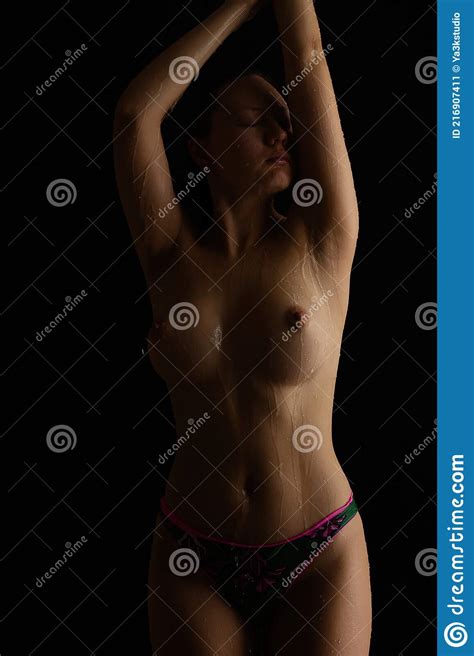 Nude Woman With Wet Body In Studio Stock Image Image Of Curve Slim 216907411
