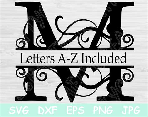 Split Monogram Svg Split Letter Svg Alphabet Svg Files For Etsy