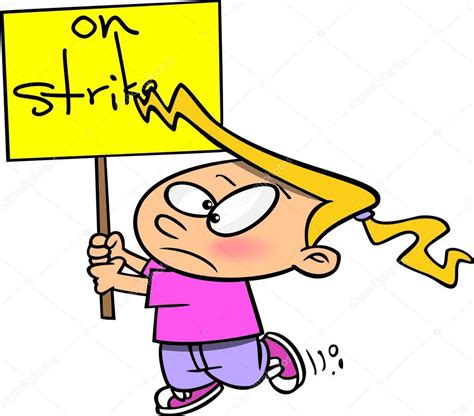 Cartoon Kid On Strike — Stock Vector © Ronleishman 14002952