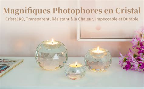 Sziqiqi Bougeoir Boule De Cristal Lot De 3 Supports Pour Bougies