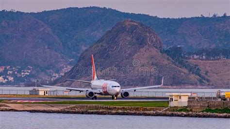 Brazilian Commercial Plane Taking Off From The Runway At Santos Dumont