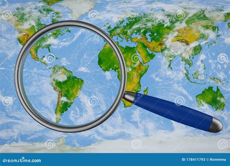 Map And A Magnifying Glass Stock Illustration Illustration Of Planet 178411793