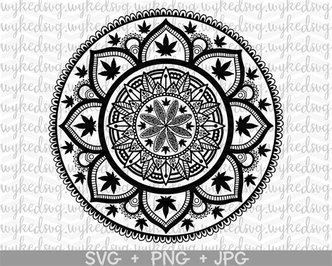 Weed Leaf Mandala Svg Cannabis Mandala Svg Weed Mandala Etsy Canada