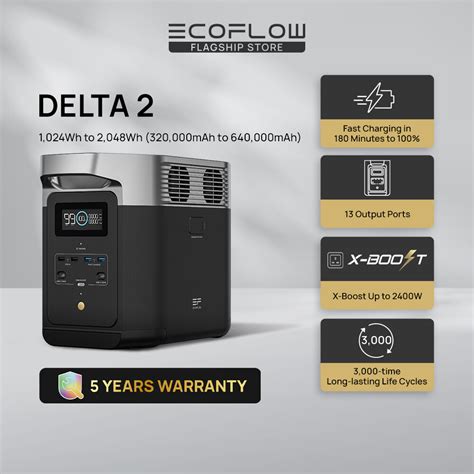 Ecoflow Delta 2 Portable Power Station 1800w Surge 2700w 1024wh 320000mah 1 3kwh