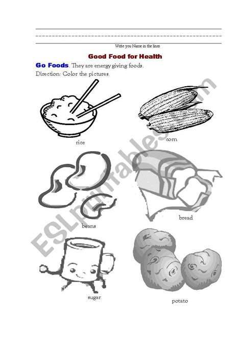 Good Food For Health 1 Go Foods Esl Worksheet By Crystallmae