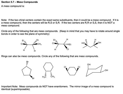 Solved Section Meso Compounds A Meso Compound Is Chegg