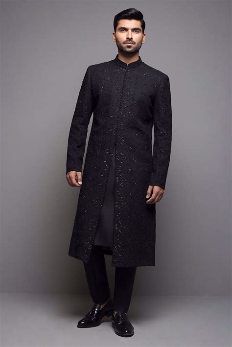 Classic Black Sherwani Deepak Perwani