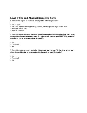 Fillable Online Ncbi Nlm Nih Level 1 Title And Abstract Screening Form