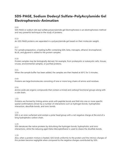 SDS-PAGE, Sodium Dodecyl Sulfate-PolyAcrylamide Gel Electrophoresis-Animation-en-US | PDF | Gel ...