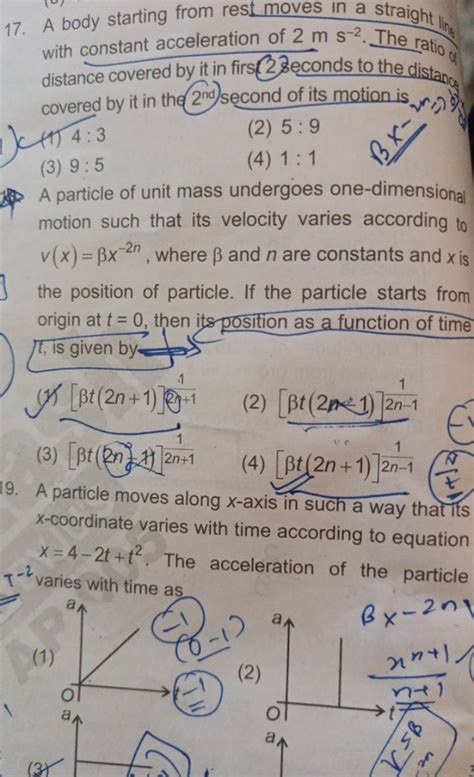 A Particle Moves Along X Axis In Such A Way That X Coordinate Varies With