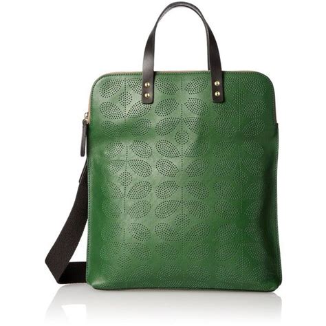 Orla Kiely Sixties Stem Punched Leather Juniper Shoulder Bag Green