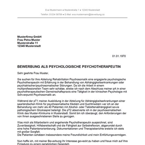 Bewerbungsschreiben Praktikum Student Psychologie Financial Report