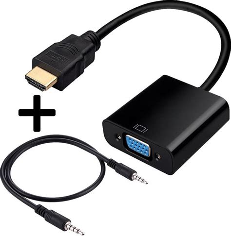 Hdmi Naar Vga Kabel Adapter Converter Hd Met Audiokabel Zwart Bol