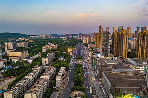 Wuhan City Buildings Sunset Buildings Optics Valley Aerial Photographs