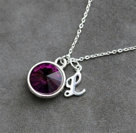 February Birthstone Jewelry, Personalized Birthstone Initial Necklace ...