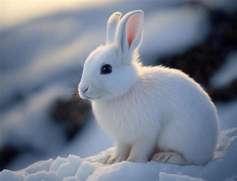 Premium Ai Image White Rabbit In The Snow