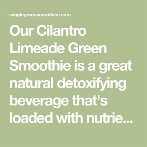 Cilantro Limeade Green Smoothie Recipe