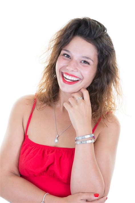 Excited Woman Happy Smile Young Attractive Girl Portrait Stock Image