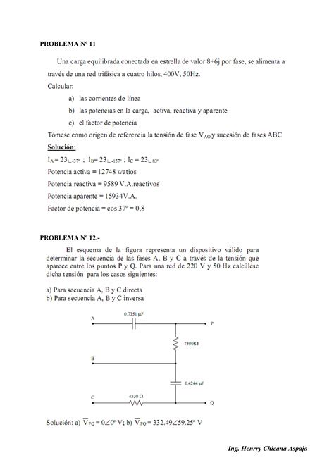 Guia De Ejercicios De Circuitos Electricos 2 Circuitos Trifasicos PDF