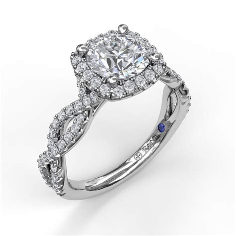 Cushion Halo Twist Engagement Ring