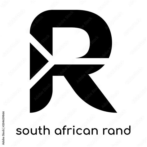 South African Rand Symbol Isolated On White Background Black Vector