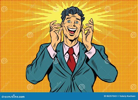 Happy Man Retro Pop Art Vintage Stock Vector Illustration Of Success