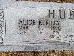 Alice Katherine Riley Hubbs 1896 1991 Mémorial Find a Grave