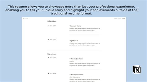 Notion Resume Template CV Template Resume Template Builder Create CV