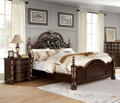 Traditional Dark Oak Finish CAL King Bedroom Set 5 Pcs Landaluce ...