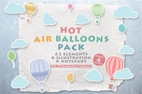 Hot Air Balloons Pack By Shark Croc Co TheHungryJPEG