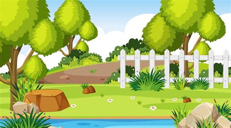 Blank landscape garden scene with many trees 3356575 Vector Art at Vecteezy