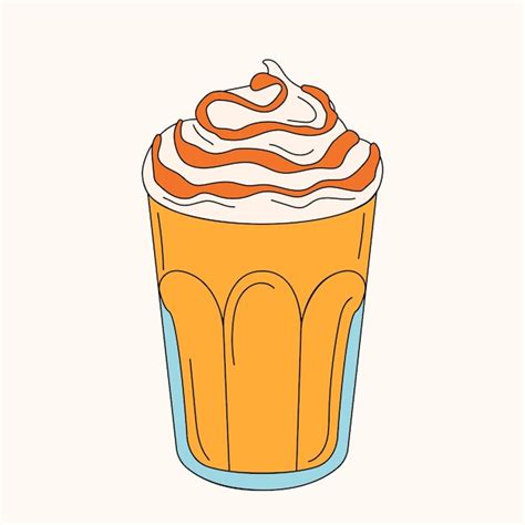 Frappuccino Café Helado En Una Taza De Vidrio En Línea Arte Doodle