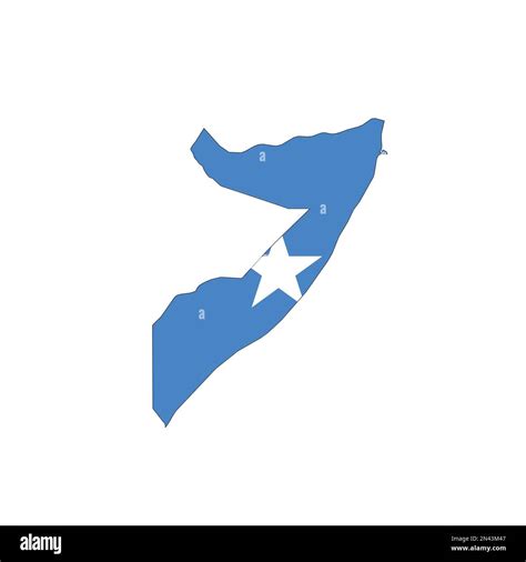 Somalia National Flag In A Shape Of Country Map Silhouette With Thin