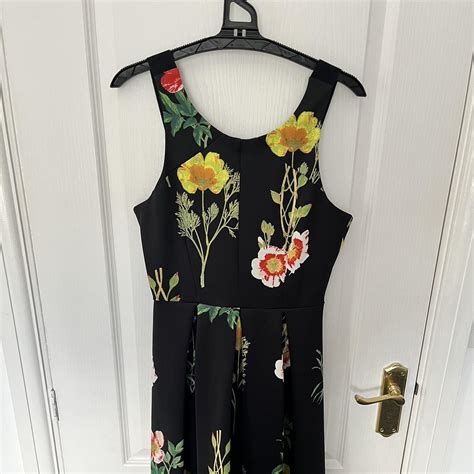 ASOS black midi dress with floral design Only worn... - Depop