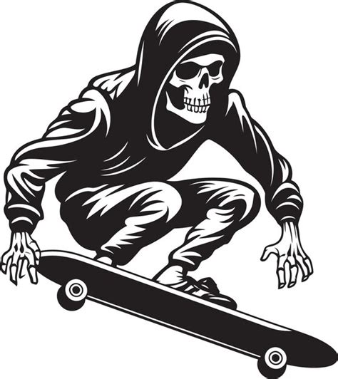 Ramp Rattler Skeleton on Skateboard Black Logo Design Skeletal Stunt Skateboard Skeleton Black ...