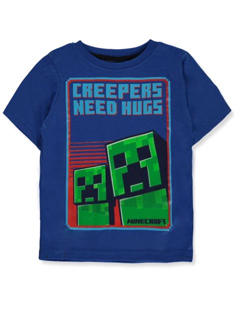 Minecraft Boys Creeper Hugs T Shirt Royal Blue 5 6