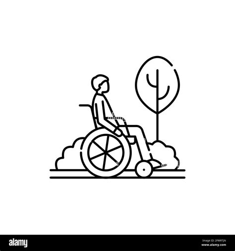 Disabled Person For A Walk Color Line Icon Disability Isolated Vector