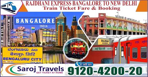 Bangalore To Delhi Train Rajdhani Express Ticket Price - Saroj Travels