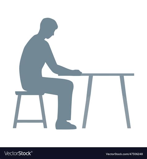 One silhouette sitting at desk working hard Vector Image