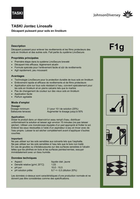 F1g TASKI Jontec Linosafe Diversey