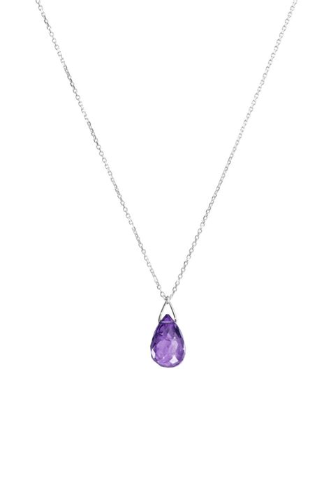 Amethyst Gold Pendant Birthstone Necklace 9K 14K 18K Gold - Etsy