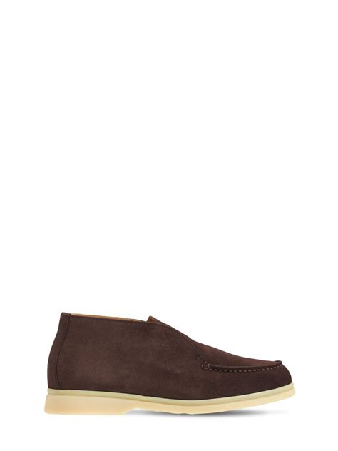 Loro Piana Kids Open Walk Suede Loafers In Brown Modesens